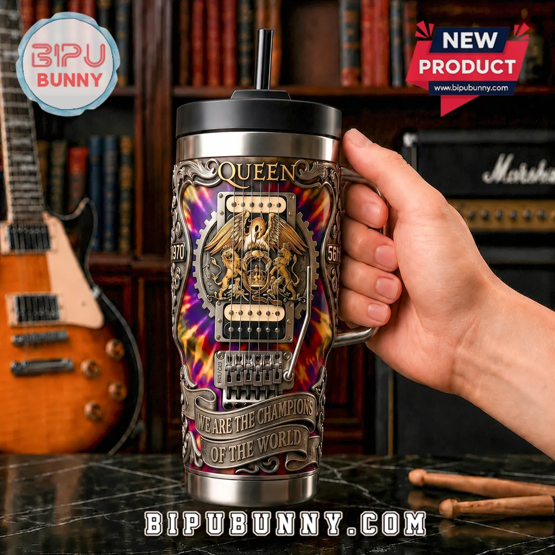 Queen Band We Are The Champions Stainless Steel Handle Tumbler Queen Band We Are The Champions Stainless Steel Handle Tumbler