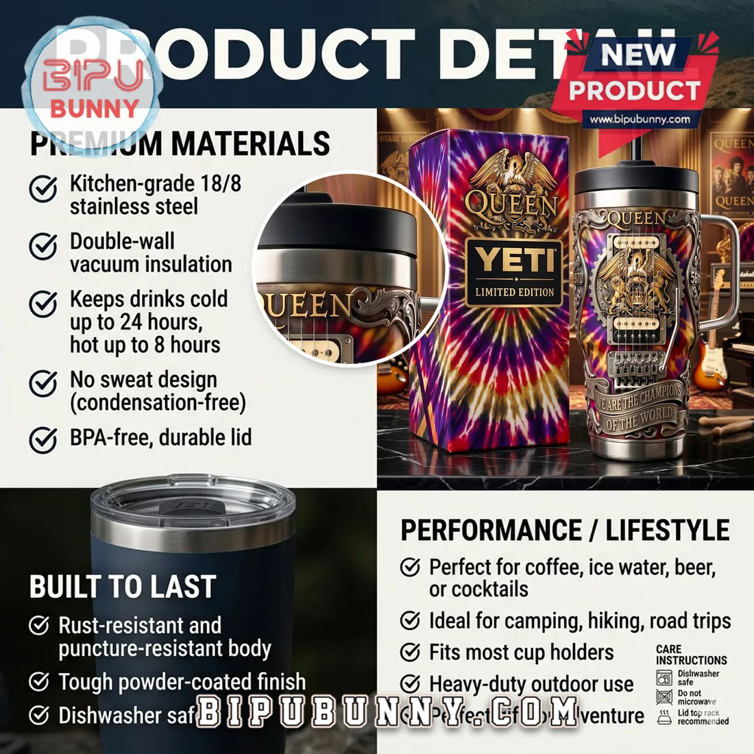 Queen Band We Are The Champions Stainless Steel Handle Tumbler Queen Band We Are The Champions Stainless Steel Handle Tumbler