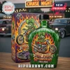 Green glass liquor bottle with Rat Fink on motorcycle and 63rd Anniversary 1963-2026 text in flame graphics!