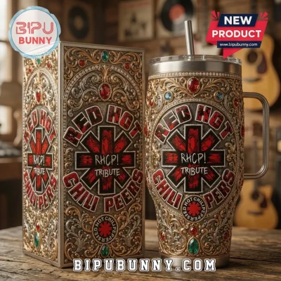 Red Hot Chili Peppers RHCP Tribute Ornate 40oz Tumbler with Handle