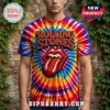 This vibrant tie-dye Rolling Stones t-shirt features psychedelic rainbow colors and the iconic red lips tongue logo with 'ROLLING STONES' text!