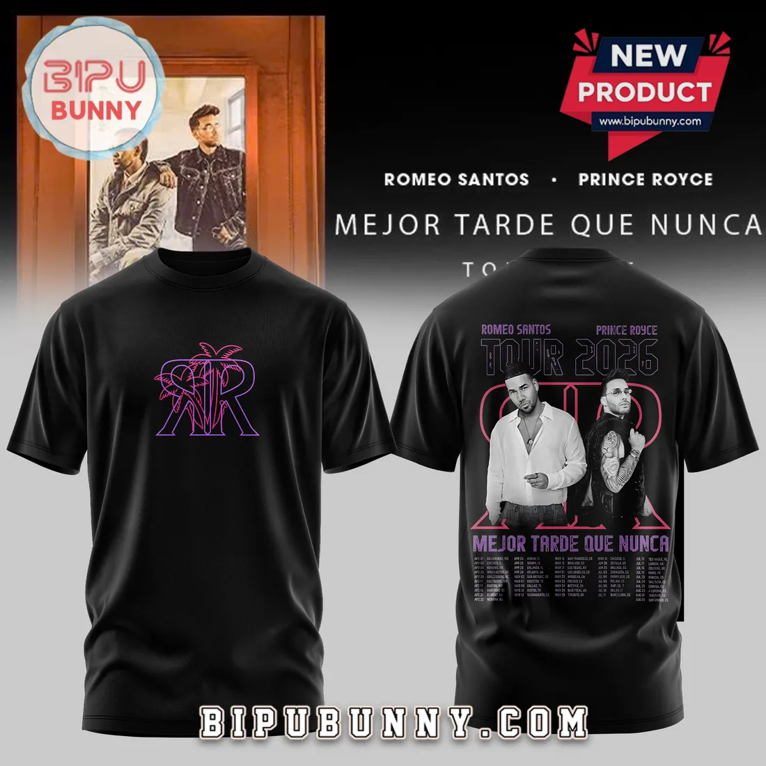 Romeo Santos Prince Royce 2026 Concert Tour Fan Hoodie Romeo Santos Prince Royce 2026 Concert Tour Fan Hoodie