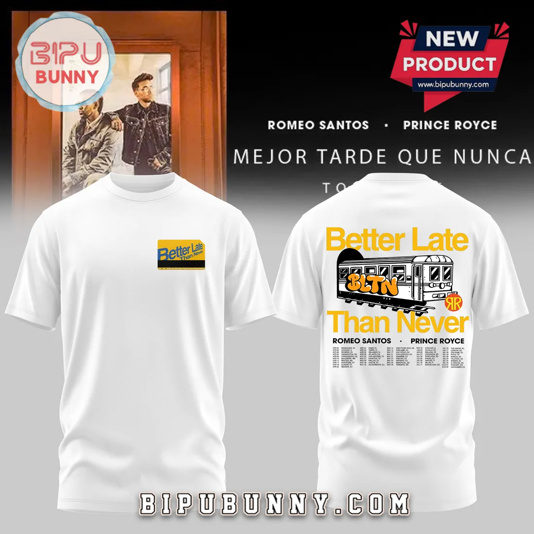 Romeo Santos Prince Royce Better Late Than Never 2026 Tour Hoodie Romeo Santos Prince Royce Better Late Than Never 2026 Tour Hoodie