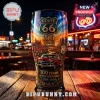 Glass beer mug with Route 66 100 years 1926-2026 print featuring a classic red car at sunset!