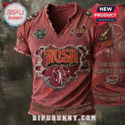 Rush 2112 Moving Pictures Distressed V-Neck Shirt