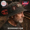 Distressed black denim bucket hat featuring a RUSH 1968 embroidered patch and a red starman logo patch!