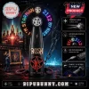 Black Rush band LED fan featuring gold RUSH text, red Starman logo, and multicolor 2112 BY NIGHT STARMAN text display! Retro rock music merch!