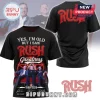 Black t-shirt featuring band Rush, red logo, text Yes I'm Old But I Saw Rush Greatness, and 1968-2026 dates.!