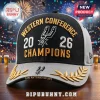 Black and grey San Antonio Spurs 2026 Western Conference Champions baseball cap with gold embroidery and team logo!