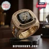 Gold San Antonio Spurs 2026 Western Conference Champions ring with black stone, diamonds, and basketball trophy design!