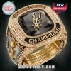 Gold San Antonio Spurs 2026 Western Conference championship ring with black stone, diamonds, and team logo on dark background!