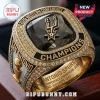 Gold San Antonio Spurs 2026 Western Conference Champions ring with black stone, clear rhinestones, and trophy detail!
