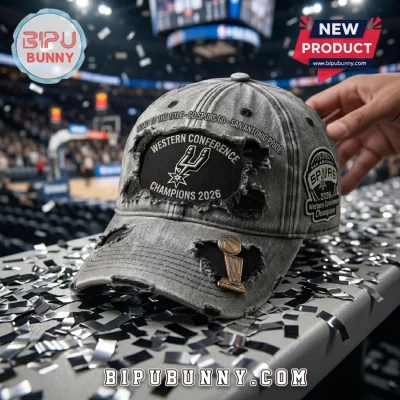 San Antonio Spurs 2026 Western Conference Champions Distressed Denim Cap