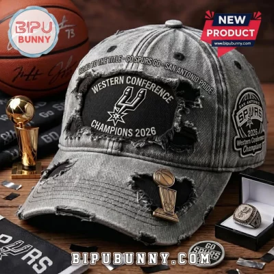 San Antonio Spurs 2026 Western Conference Champions Distressed Denim Cap