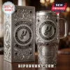 Silver engraved San Antonio Spurs tumbler with intricate scrollwork and 5X NBA Champions text on matching box!