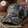 Gray black distressed San Antonio Spurs baseball cap! Vintage camo style! EST 1967 patch! Alamo City text! Frayed edges!