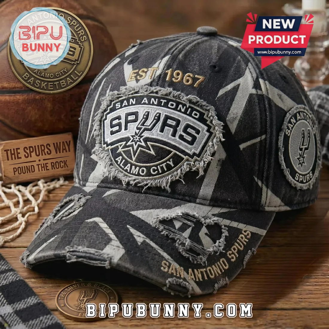San Antonio Spurs Established 1967 Distressed Baseball Cap San Antonio Spurs Established 1967 Distressed Baseball Cap