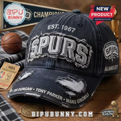 San Antonio Spurs NBA Champions Vintage Distressed Baseball Cap