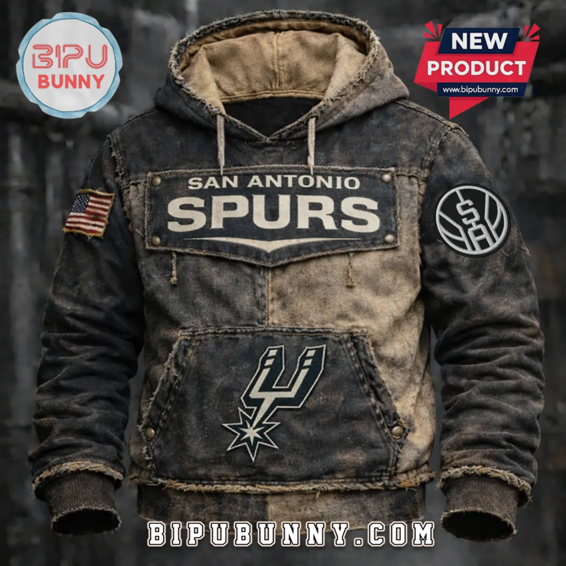 San Antonio Spurs Vintage Distressed Hoodie San Antonio Spurs Vintage Distressed Hoodie