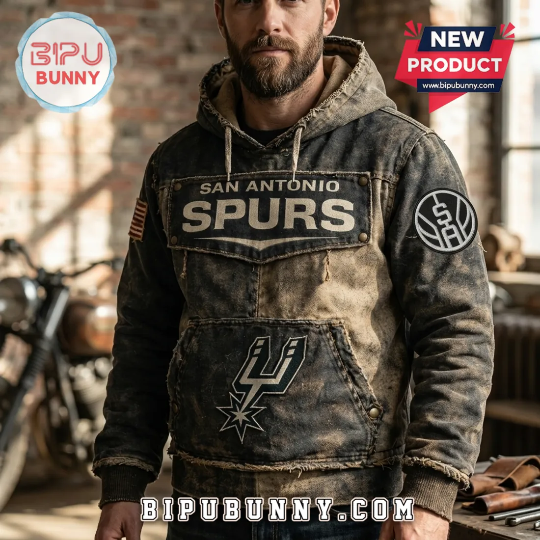 San Antonio Spurs Vintage Distressed Hoodie San Antonio Spurs Vintage Distressed Hoodie