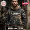 Distressed denim San Antonio Spurs hoodie with American flag patch and team logo on front!