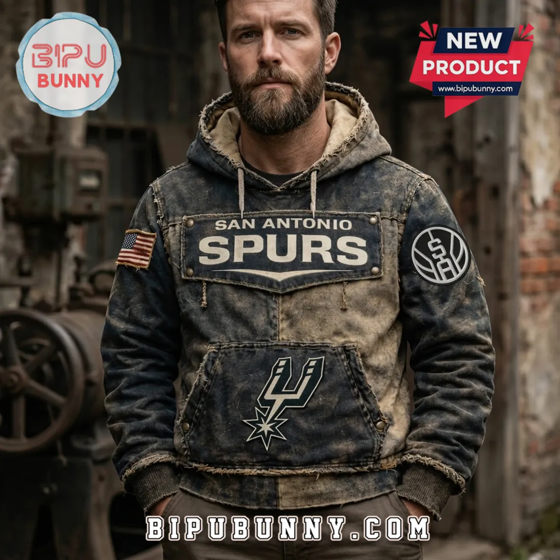 San Antonio Spurs Vintage Distressed Hoodie San Antonio Spurs Vintage Distressed Hoodie