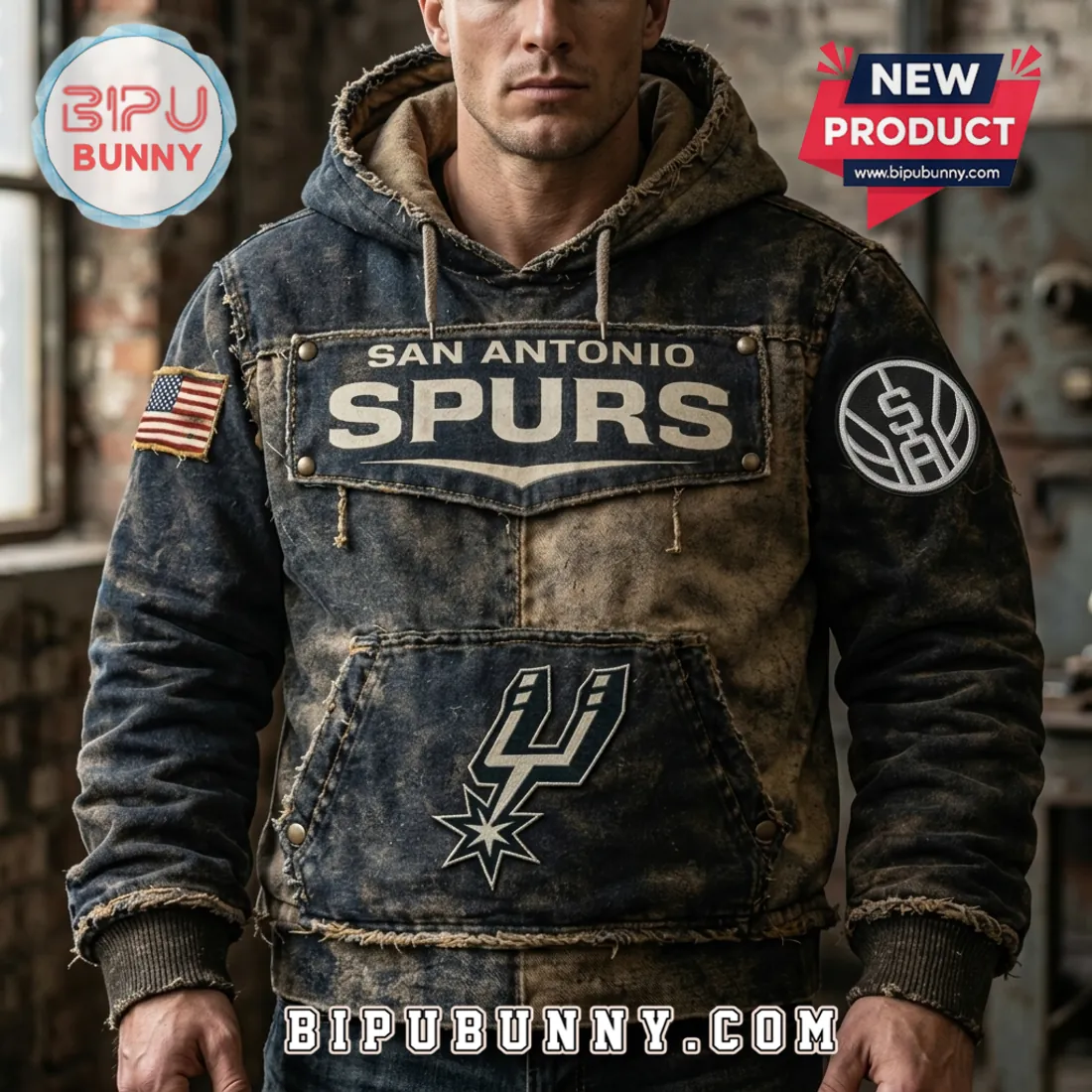 San Antonio Spurs Vintage Distressed Hoodie San Antonio Spurs Vintage Distressed Hoodie