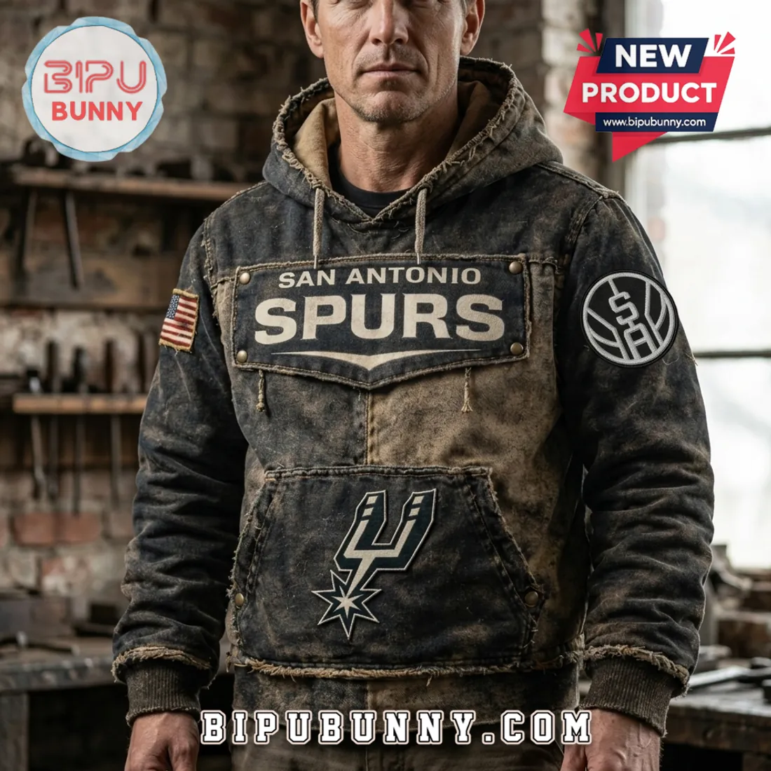 San Antonio Spurs Vintage Distressed Hoodie San Antonio Spurs Vintage Distressed Hoodie