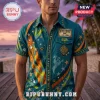 Teal short-sleeve button-down shirt featuring Mystery Inc EST 1969 patch, ghost icons, and star patterns!