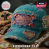 Teal distressed baseball cap featuring Scooby-Doo embroidery Mystery Inc logo and characters names on brim!