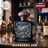 Seattle Seahawks 50th anniversary whiskey decanter with blue glass, football topper, and cityscape artwork!