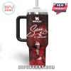 Dark red Stanley tumbler features Selena in red, 