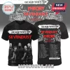 Black V-neck Sevendust tour tee with red distressed text, skeleton bikers, band photo, 'THE DEAD/SEVEN TOUR', tour dates!
