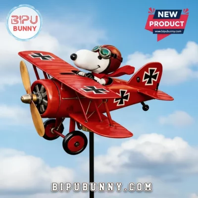 SnoopDog Red Baron Biplane Metal Wind Spinner
