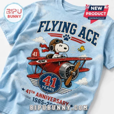 Snoopy Flying Ace 41st Anniversary 1985-2026 Retro Aviator 3D T-Shirt