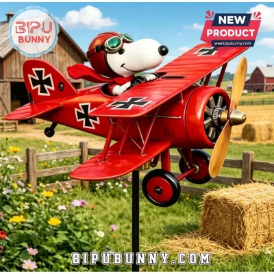 Snoopy Red Baron Biplane Vintage WWI Aviation Outdoor Garden Wind Spinner