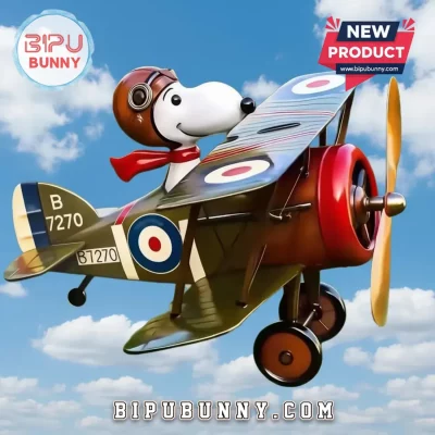 Snoopy Red Baron Vintage Biplane Metal Wind Spinner Garden Decor