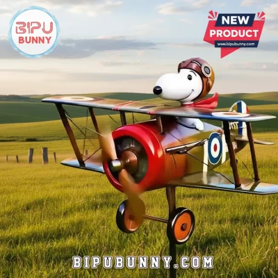Snoopy Red Baron Vintage Biplane Metal Wind Spinner Garden Decor