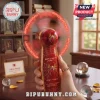Red gold Spider-Man fan, glowing blade text 