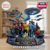 Star Trek 60th anniversary graphic featuring various captains and starships against a sci-fi console background!