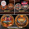 Star Trek IV 40th anniversary metal coins featuring Kirk, Spock, Golden Gate Bridge, and whales in orange cosmic art style!
