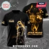 Black Star Wars 50th Anniversary t-shirt with gold Darth Vader graphic and Los Angeles 2027 Celebration text!