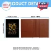 Black passport holder, gold retro text 