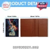 Blue Star Wars movie poster passport holder, Darth Vader, Luke, Leia, Han, droids, red lightsabers, 