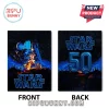 Dark blue Star Wars 50th anniversary poster artwork on product. Features Darth Vader, Luke Skywalker, Leia Organa, C-3PO, R2-D2!