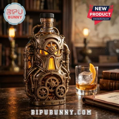 Steampunk Retro Mechanical Gear Sci-Fi Robot Whiskey Decanter