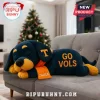 Plush dog toy in navy and orange featuring the Tennessee T logo, GO VOLS text, and a customizable name scarf.!