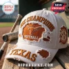 White distressed baseball cap with orange SEC CHAMPIONS, Longhorn, SOFTBALL, TEXAS embroidery, and side SEC logo!