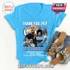 Light blue Manchester City Pep Guardiola tribute tee featuring trophy photos and text Thank You Pep Guardiola 2016-2026!