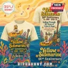 Yellow Submarine 60th Anniversary Beatles t-shirt with psychedelic art, guitar, and wavy ocean patterns in retro style!